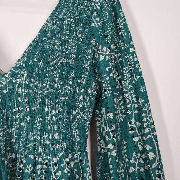 Rixo Sasha Floral Mini Dress Green Cotton Eyelet Broderie Anglaise Small Preown - Picture 8 of 13